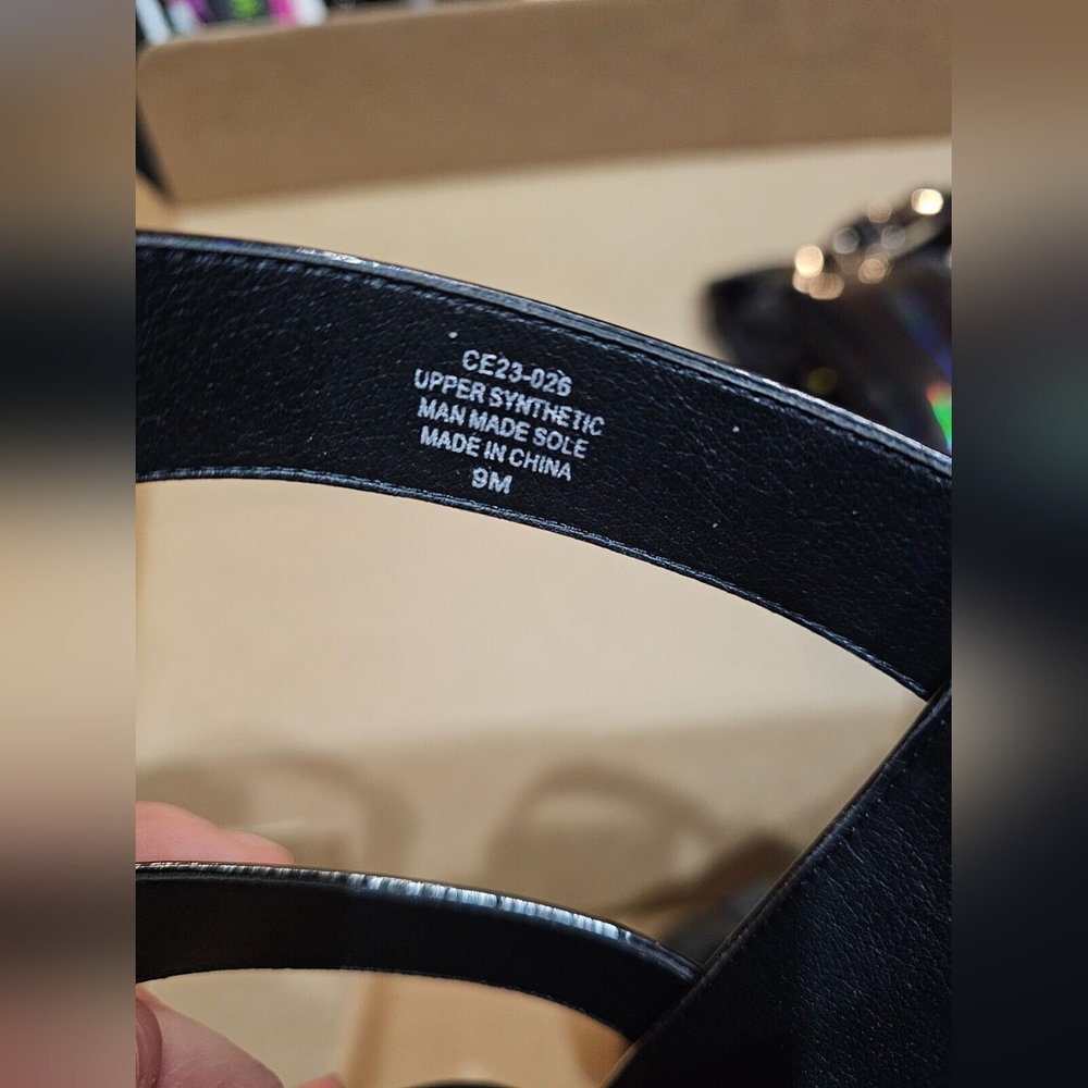 Holographic Oil slick black Rave Club Exx Stage Diver Gladiator Sandals Shoes 9 - Picture 16 of 16